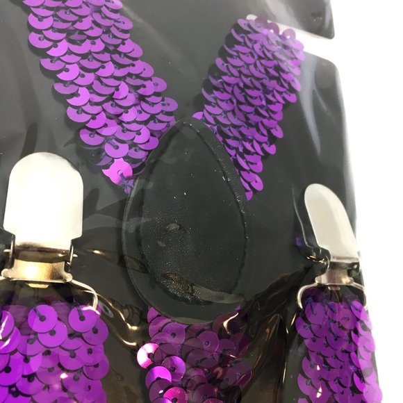SUSPENDERS Purple Sequin Y Stretch NWT NOS - Picture 5 of 9
